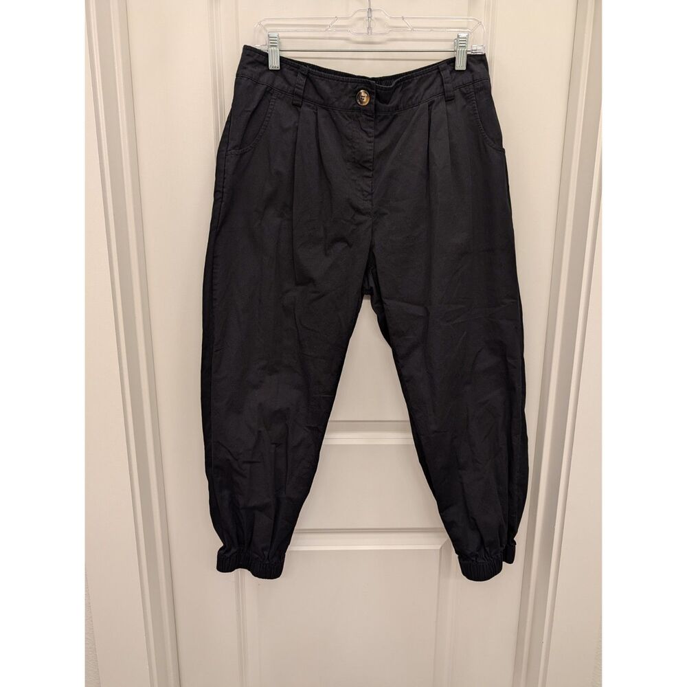 Halara Black Pleated High Waist Elastic Cuffs Jogger Pants Women's Large L
